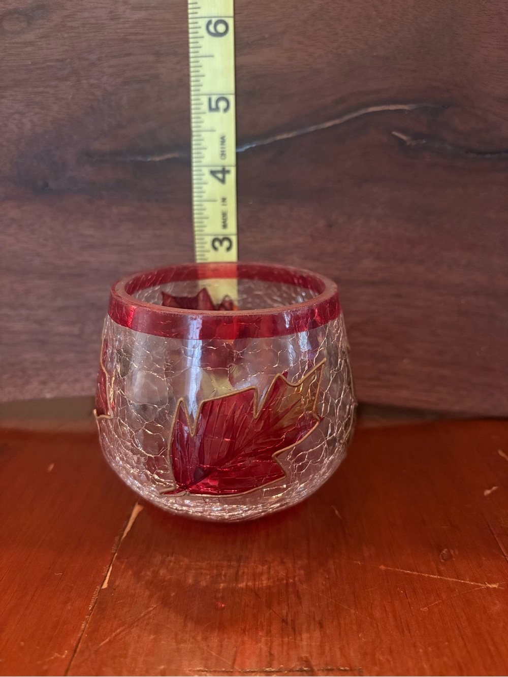 Yankee Candle Clear Crackle Glass Floral Tea Light/Votive Holder Small